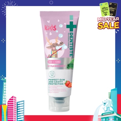 DENTISTE Kids Postbiotics Toothpaste Strawberry Flavor For 1yr old Above (For Perfect Gum & Cavity Protection) 60g