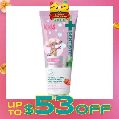 DENTISTE Kids Postbiotics Toothpaste Strawberry Flavor For 1yr old Above (For Perfect Gum & Cavity Protection) 60g