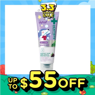 DENTISTE Kids Postbiotics Toothpaste Grape Mint Flavor For 6yrs old Above (For Perfect Gum & Cavity Protection) 60g