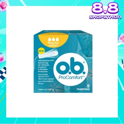 O.B Procomfort Regular Tampons Silktouch With Dynamicfit Technology (For Average Flow Days + Environmental-Friendly + No Additional Applicator) 8s