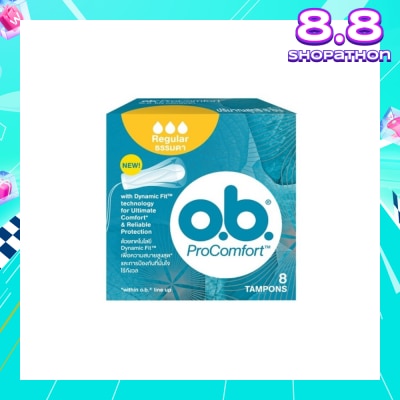 O.B Procomfort Regular Tampons Silktouch With Dynamicfit Technology (For Average Flow Days + Environmental-Friendly + No Additional Applicator) 8s