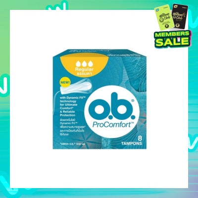 O.B Procomfort Regular Tampons Silktouch With Dynamicfit Technology (For Average Flow Days + Environmental-Friendly + No Additional Applicator) 8s