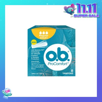 O.B Procomfort Regular Tampons Silktouch With Dynamicfit Technology (For Average Flow Days + Environmental-Friendly + No Additional Applicator) 8s