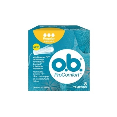 O.B Procomfort Regular Tampons Silktouch With Dynamicfit Technology (For Average Flow Days + Environmental-Friendly + No Additional Applicator) 8s