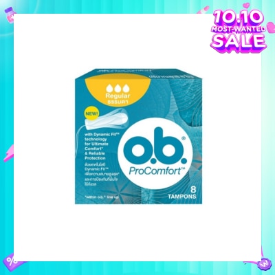 O.B Procomfort Regular Tampons Silktouch With Dynamicfit Technology (For Average Flow Days + Environmental-Friendly + No Additional Applicator) 8s