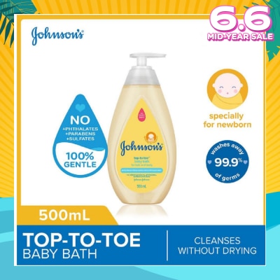 JOHNSON'S Baby Baby Top-To-Toe Hair & Body Baby Bath Cleanses Without Drying 500ml