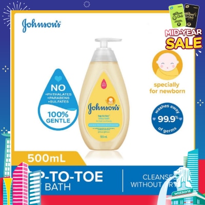 JOHNSON'S Baby Baby Top-To-Toe Hair & Body Baby Bath Cleanses Without Drying 500ml