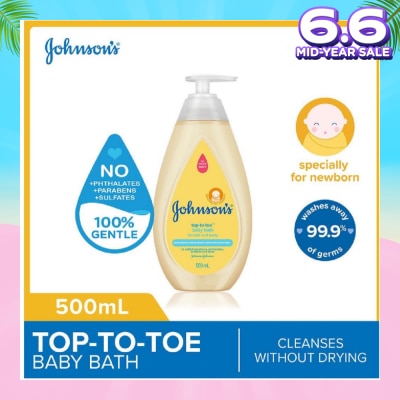 JOHNSON'S Baby Baby Top-To-Toe Hair & Body Baby Bath Cleanses Without Drying 500ml