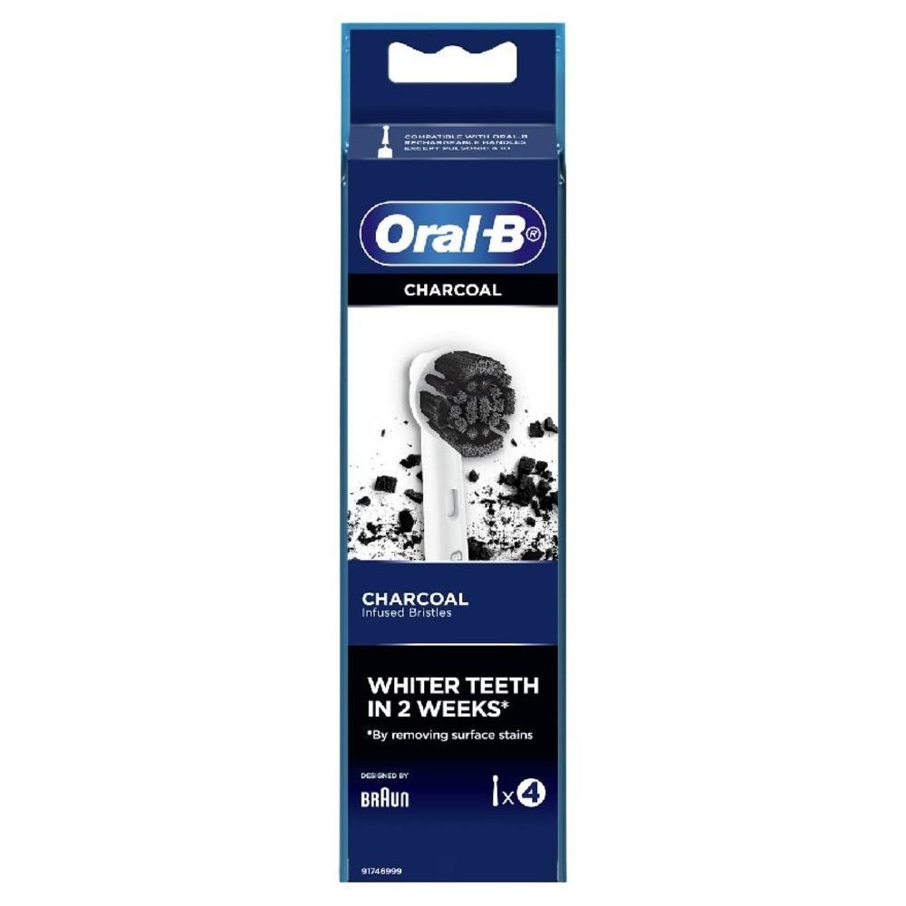 Charcoal Brush Heads Refills (Charcoal Infused Bristles for Whiter Teeth) 4s