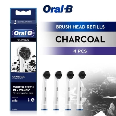 ORAL-B Charcoal Brush Heads Refills (Charcoal Infused Bristles for Whiter Teeth) 4s