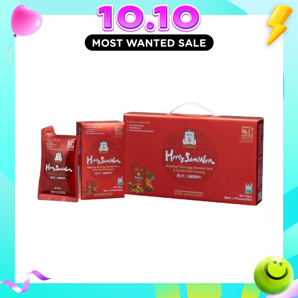 Hong Sam Won Botanical Beverage Blended Herb & Korean Red Ginseng 50ml x 15s (Expiry: Jul`2027) image