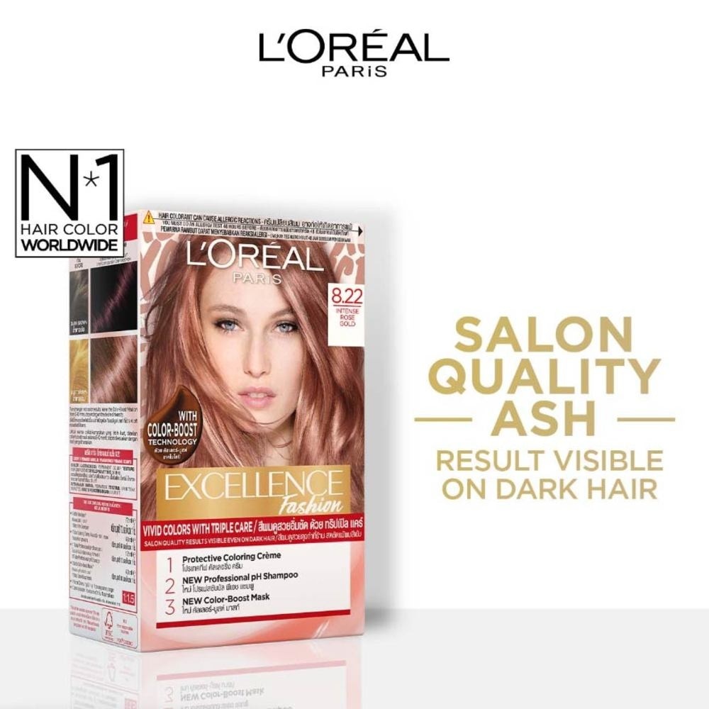 L'OREAL PARIS EXCELLENCE Fashion Hair Colour #8.22 Intense Rose Gold 172ml