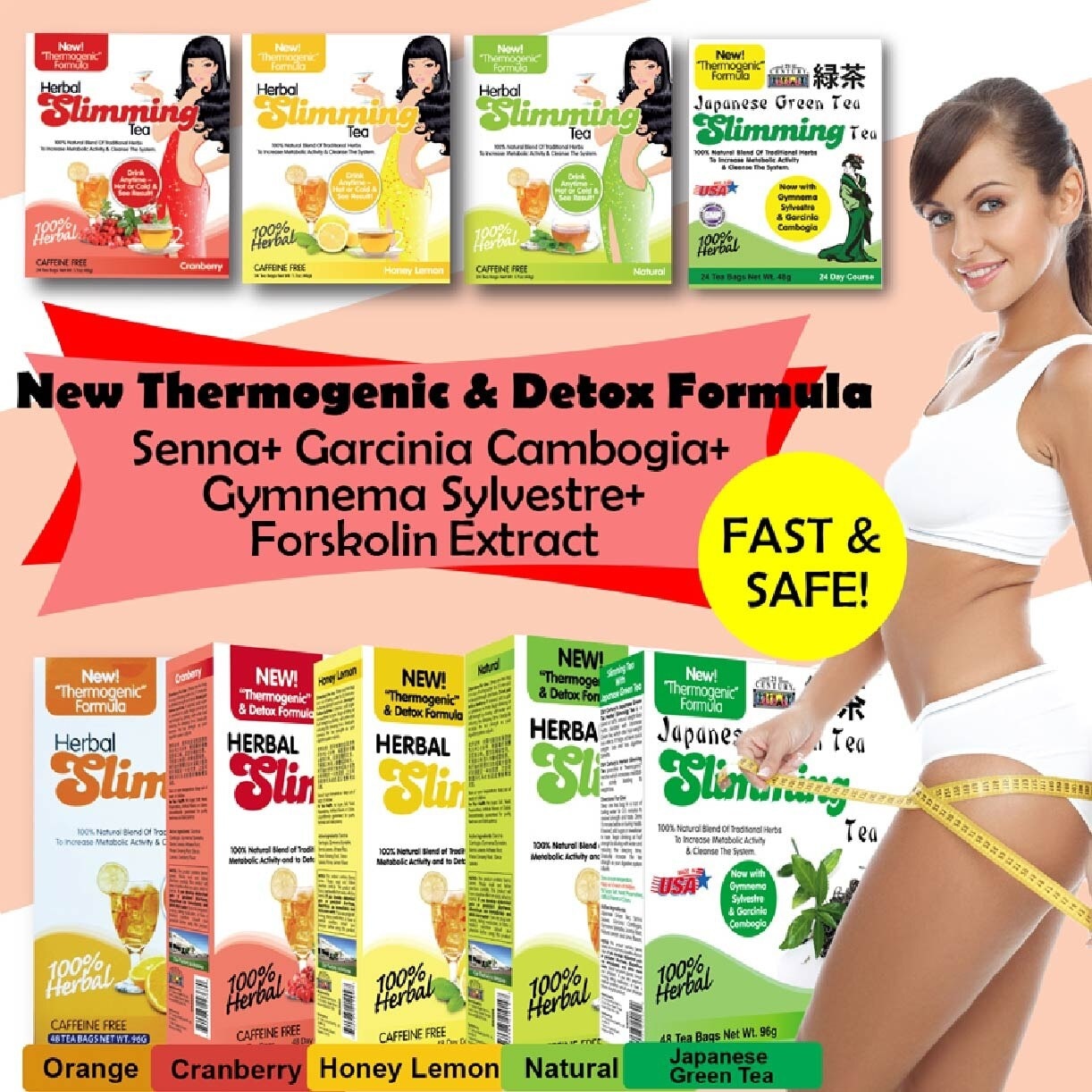 100% Herbal Slimming Caffine Free Tea Natural Tea Bags (Increase Metabolic Activity) 2g x 24s