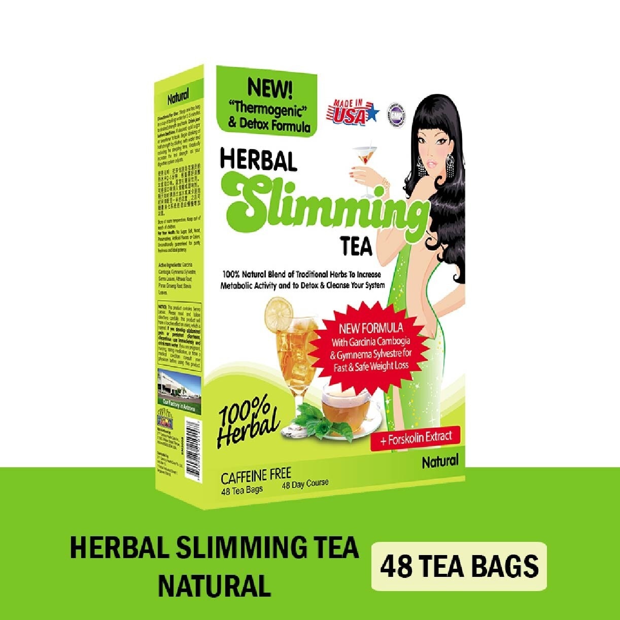 100% Herbal Slimming Caffine Free Tea Natural Tea Bags (Increase Metabolic Activity) 2g x 24s