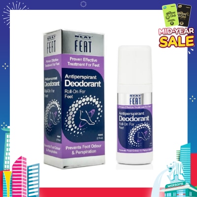 NEAT FEAT Antiperspirant Deodorant Roll-On for Feet (Prevents Foot Odour & Perspiration) 60ml