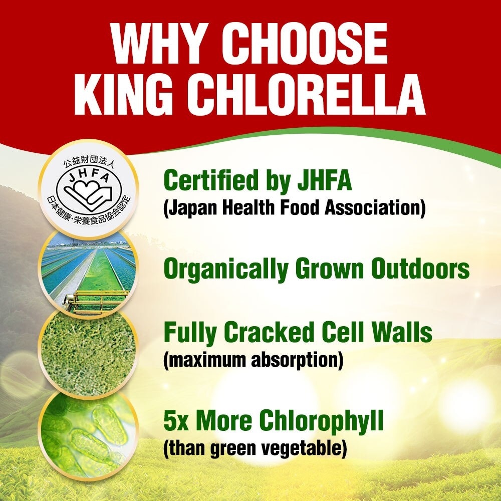 King Chlorella Dietary Supplement (Superfood for Detox, Digestion, Weight, Diet, Immune, Skin, Antioxidant, Gut, Stomach Health) 1000s