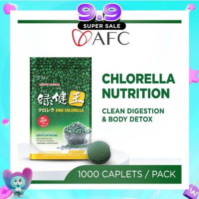 AFC - King Chlorella Chlorophyll Green Superfood Caplet (Detox, Digestion, Weight, Immune, Skin, Antioxidant, Gut Health) 1000s image