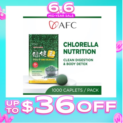 AFC - King Chlorella Dietary Supplement (Superfood for Detox, Digestion, Weight, Diet, Immune, Skin, Antioxidant, Gut, Stomach Health) 1000s