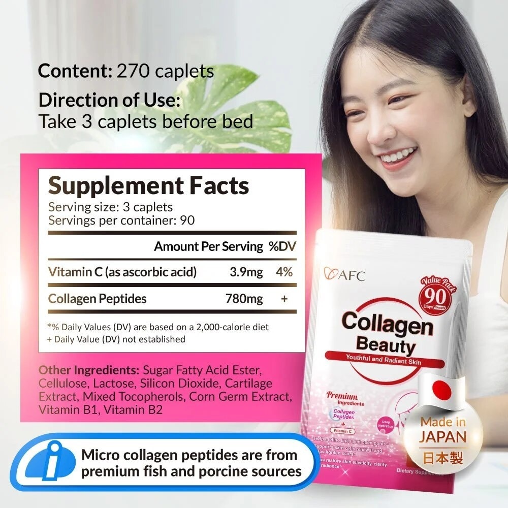 JAPAN Collagen Beauty Dietary Supplement caplets (Glowing & Radiant Skin Complexion + Anti-aging & Lessen Wrinkles) 270s