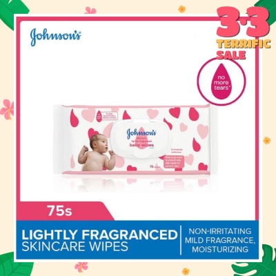 JOHNSON'S BABY Skincare Lightly Fragranced Baby Wipes (Non-Irritating + Mild Fragrance + Moisturizing) 75s