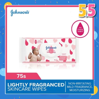 JOHNSON'S Baby Skincare Lightly Fragranced Baby Wipes (Non-Irritating + Mild Fragrance + Moisturizing) 75s
