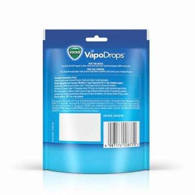 VICKS Vapodrops Cooling Peppermint Lozenges (Soothes And Cools Irritated Throats And Nasal) 24s