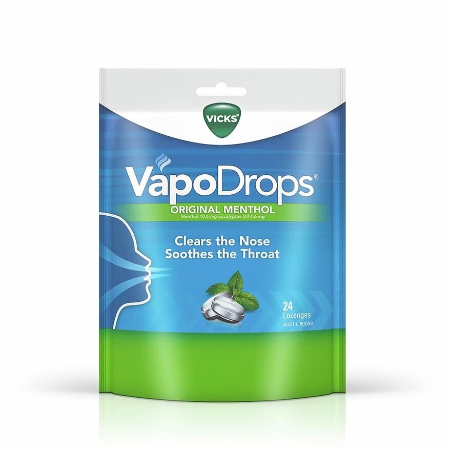 Vapodrops Original Menthol Lozenges (Soothes And Cools Irritated Throats And Nasal) 24s