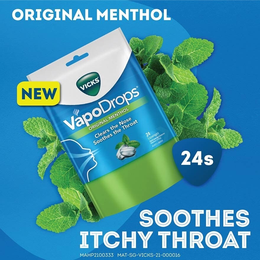 Vapodrops Original Menthol Lozenges (Soothes And Cools Irritated Throats And Nasal) 24s