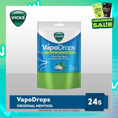 VICKS Vapodrops Original Menthol Lozenges (Soothes And Cools Irritated Throats And Nasal) 24s