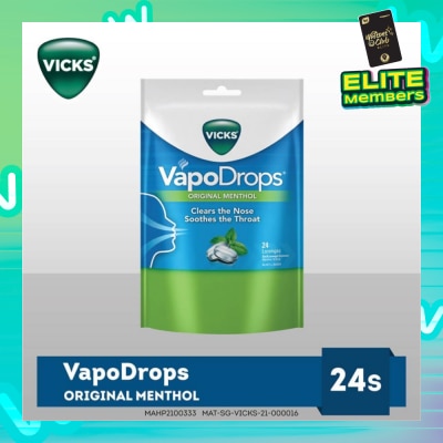 VICKS Vapodrops Original Menthol Lozenges (Soothes And Cools Irritated Throats And Nasal) 24s
