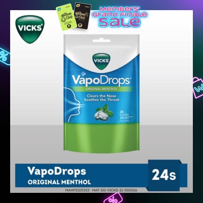 VICKS Vapodrops Original Menthol Lozenges (Soothes And Cools Irritated Throats And Nasal) 24s