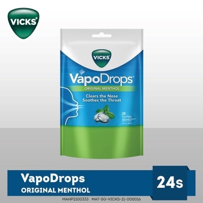 VICKS Vapodrops Original Menthol Lozenges (Soothes And Cools Irritated Throats And Nasal) 24s