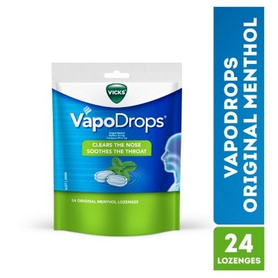 VICKS - Vapodrops Original Menthol Lozenges (Soothes And Cools Irritated Throats And Nasal) 24s