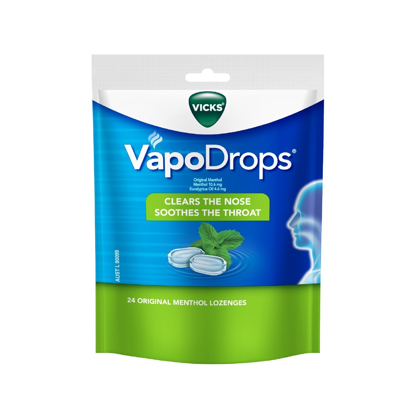 Vapodrops Original Menthol Lozenges (Soothes And Cools Irritated Throats And Nasal) 24s