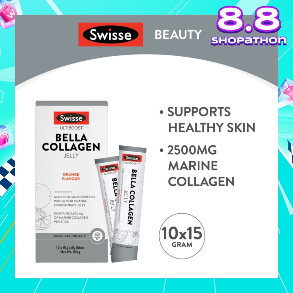 Bella Collagen Orange Flavour Jelly Sticks 15g x 10s (Mixed Collagen Peptides)