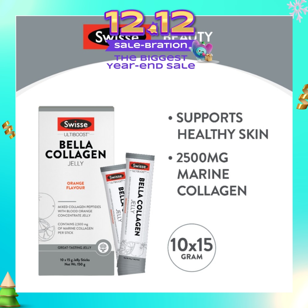 Bella Collagen Orange Flavour Jelly Sticks 15g x 10s (Mixed Collagen Peptides) (Expiry: Sep`2026)