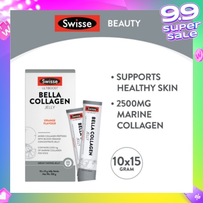 SWISSE Bella Collagen Orange Flavour Jelly Sticks 15g x 10s (Mixed Collagen Peptides)