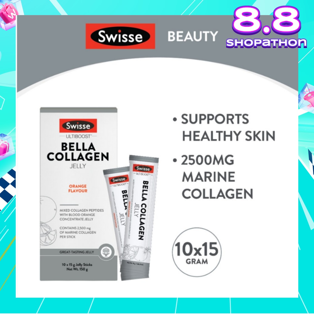 Bella Collagen Orange Flavour Jelly Sticks 15g x 10s (Mixed Collagen Peptides)