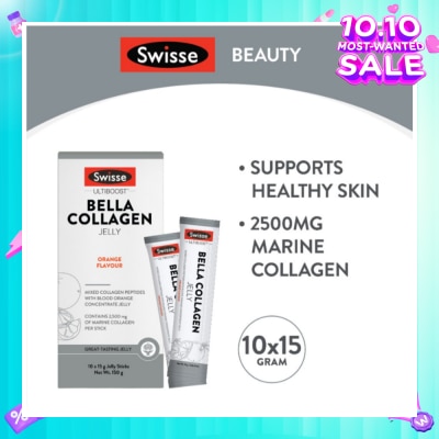SWISSE Bella Collagen Orange Flavour Jelly Sticks 15g x 10s (Mixed Collagen Peptides)