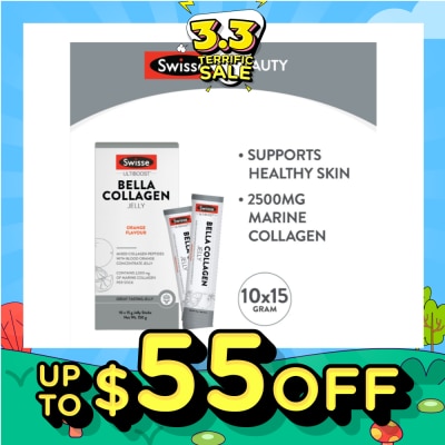 SWISSE Bella Collagen Orange Flavour Jelly Sticks 15g x 10s (Mixed Collagen Peptides) (Expiry: Sep`2026)