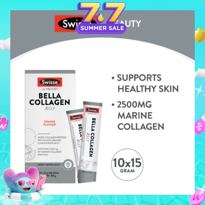 SWISSE - Bella Collagen Orange Flavour Jelly Sticks 15g x 10s (Mixed Collagen Peptides) (Expiry: May`2027)