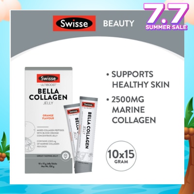 SWISSE Bella Collagen Orange Flavour Jelly Sticks 15g x 10s (Mixed Collagen Peptides)
