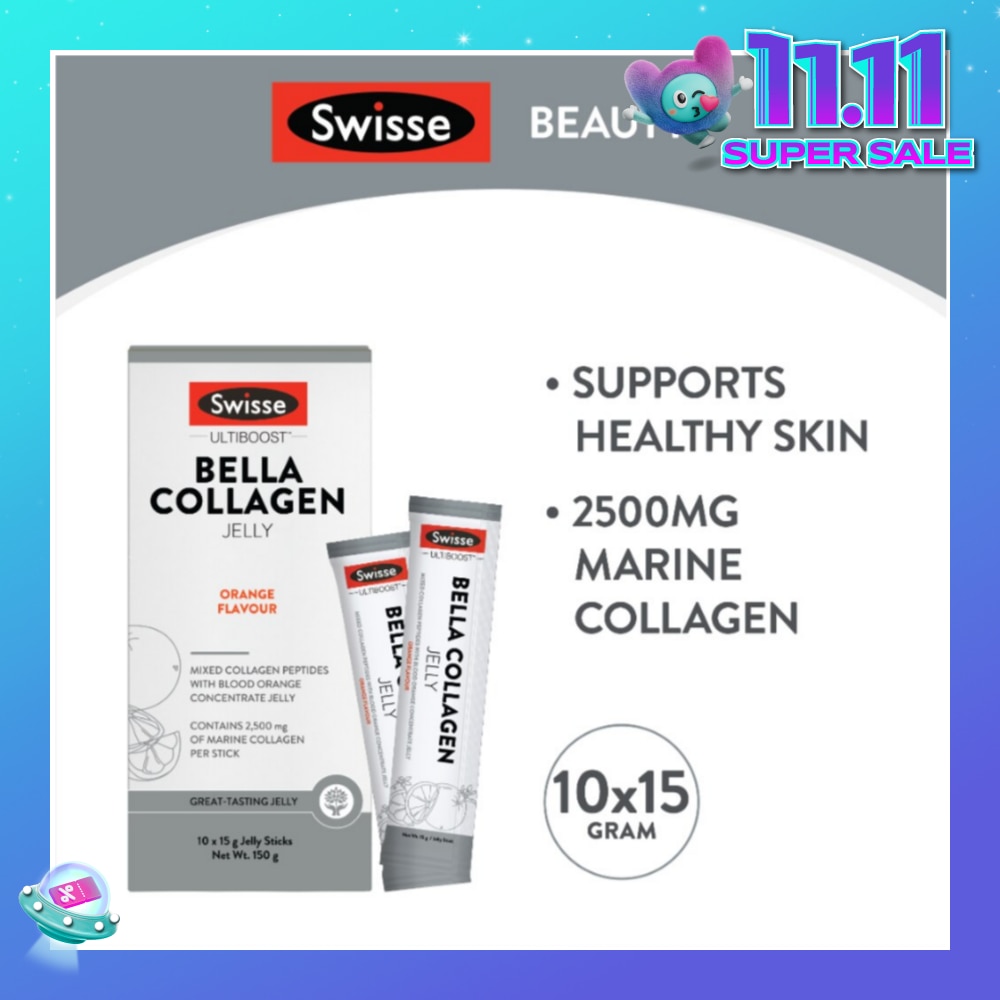 Bella Collagen Orange Flavour Jelly Sticks 15g x 10s (Mixed Collagen Peptides)