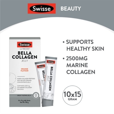 SWISSE Bella Collagen Orange Flavour Jelly Sticks 15g x 10s (Mixed Collagen Peptides)