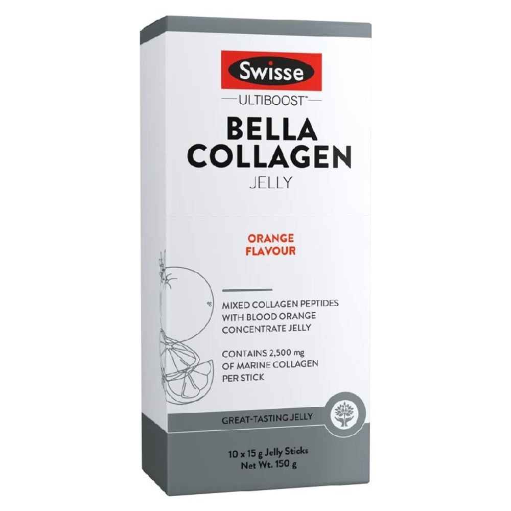 Bella Collagen Orange Flavour Jelly Sticks 15g x 10s (Mixed Collagen Peptides)