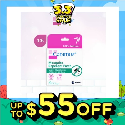 CERADAN CERAMOZ Mosquito Repellent Patch (100% Natural + With Cyclized Eucalyptus Citriodora Oil) 10s