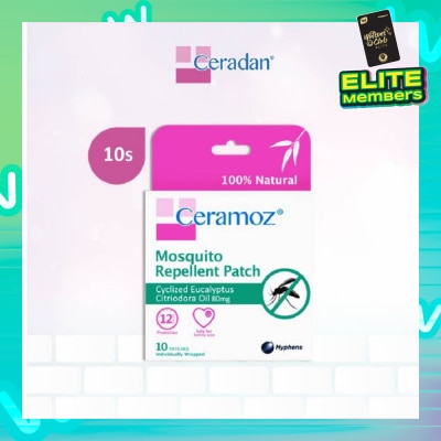 CERADAN CERAMOZ Mosquito Repellent Patch (100% Natural + With Cyclized Eucalyptus Citriodora Oil) 10s