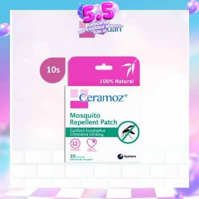 CERADAN - CERAMOZ Mosquito Repellent Patch (100% Natural + With Cyclized Eucalyptus Citriodora Oil) 10s