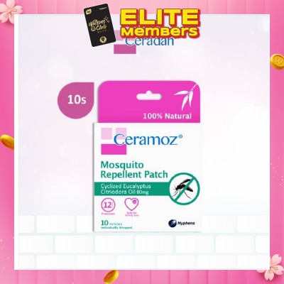 CERADAN CERAMOZ Mosquito Repellent Patch (100% Natural + With Cyclized Eucalyptus Citriodora Oil) 10s