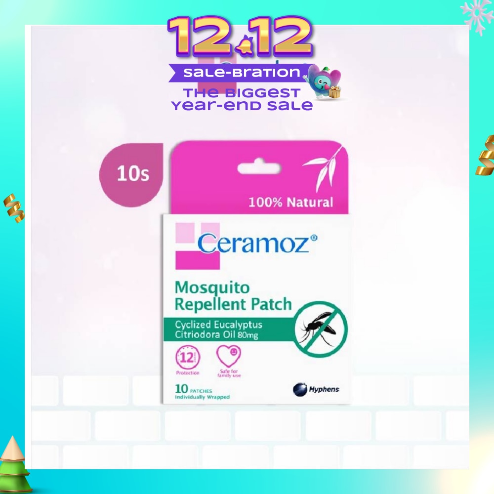 CERAMOZ Mosquito Repellent Patch (100% Natural + With Cyclized Eucalyptus Citriodora Oil) 10s